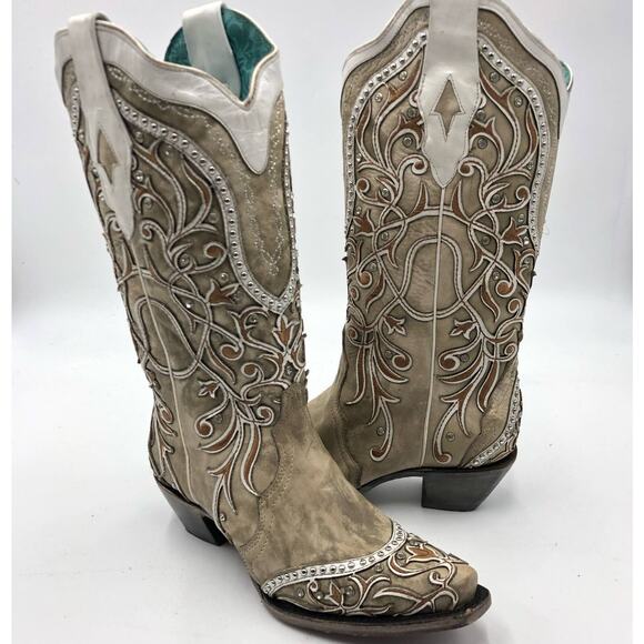 Corral Womens Overlay & Embroidered & Studs & Crystals Boots Size 7 M - Picture 9 of 14